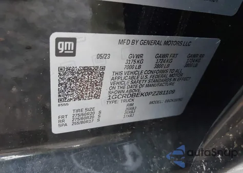 2023 Chevrolet Silverado 1500 4Wd Standard Bed Custom from USA, damaged, VIN 1GCRDBEK0PZ281109